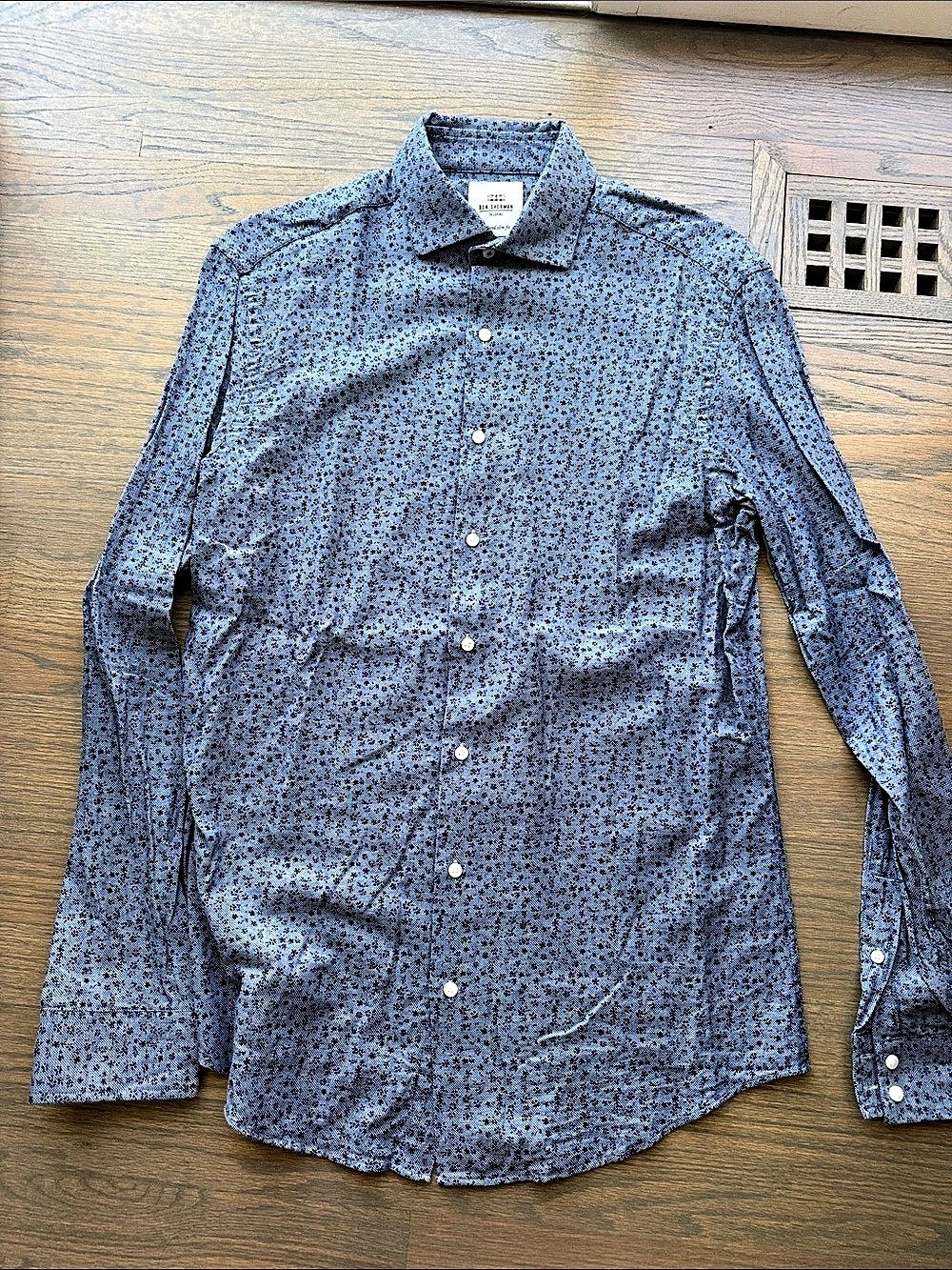Ben Sherman Tailoring tailored slim fit floral Dress Shirt in Blue & navy